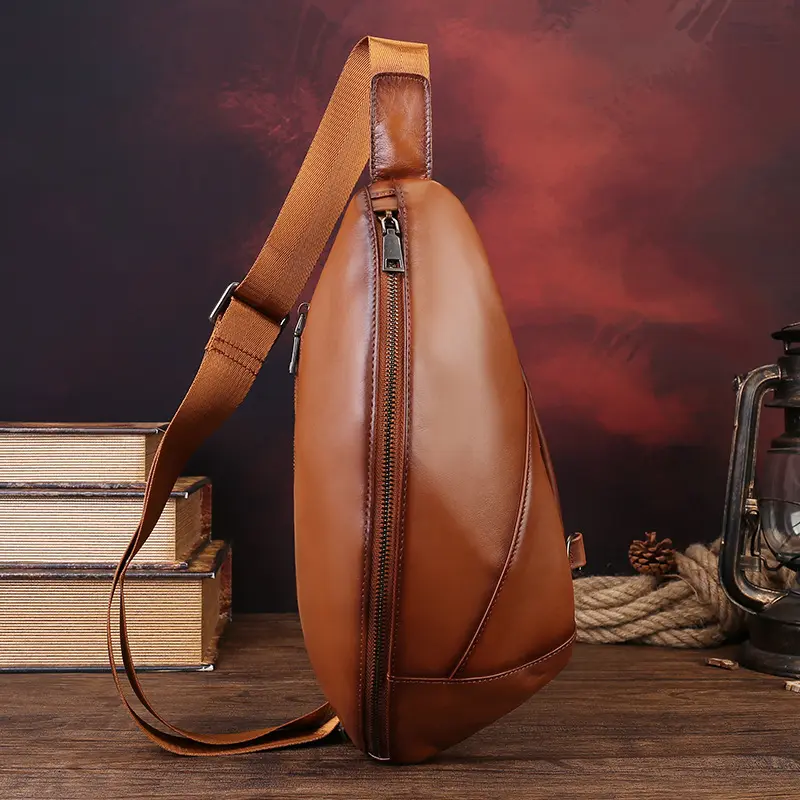 Leather Fashion Chest Mens Shoulder Backpack Crossbody