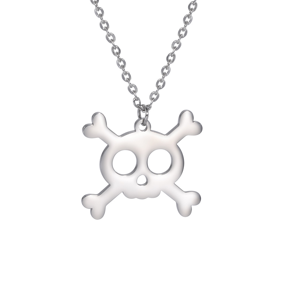 Couple Titanium Steel Ornament Cut Hollow Cute Skull Stainless Steel Necklace
