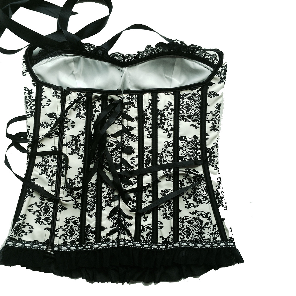 Title 6, Ladies Lace Halterneck Printed Chiffon Corset