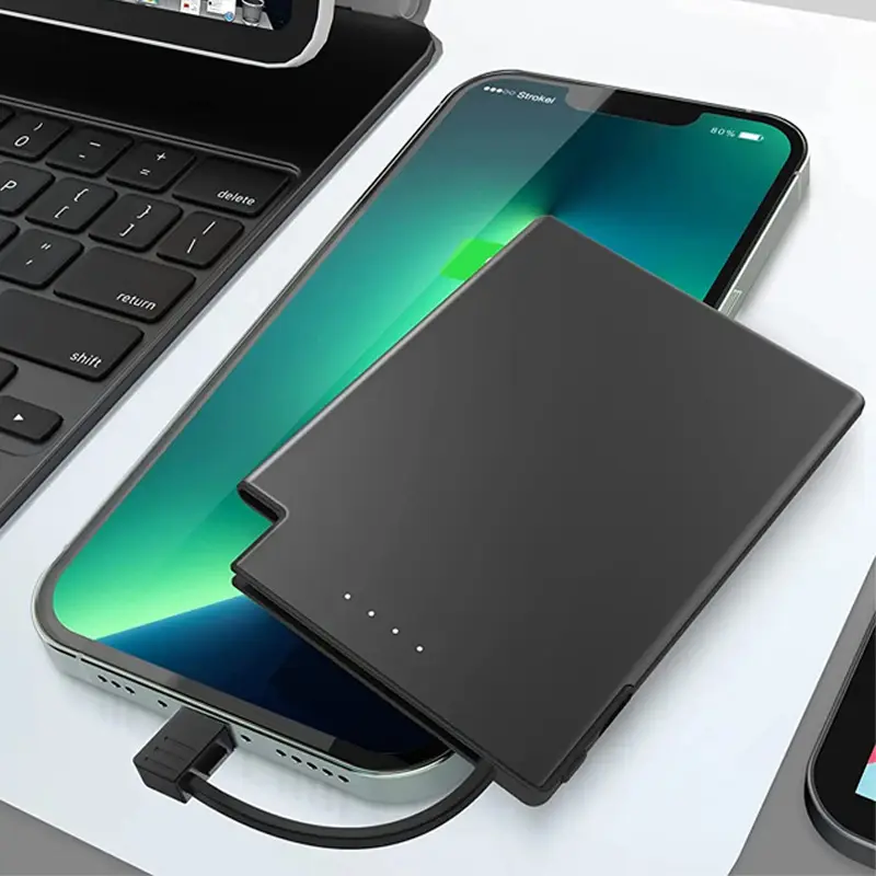 Ultra-thin Compact Portable With Cable Mobile Power