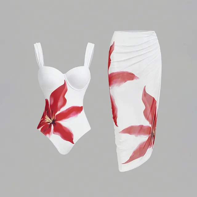 Sexy Print Sling Sheath Bikini Suit Red - Shop at LoveMi