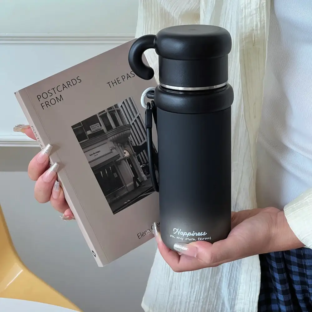 Stainless Steel Straw Cup With A Carrying Strap For Girls