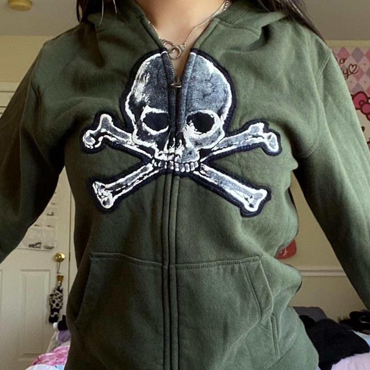 Women's Fashion Skull Thickened Zipper Sweater Printed Jacket