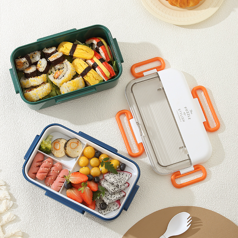 Student Canteen Compartment Plastic Lunch Box Microwaveable Office Lunch Box