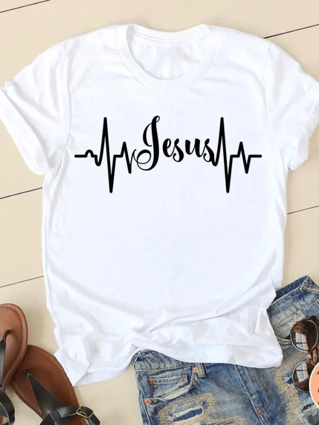 Women's Round Neck Printed Top T shirt With Short Sleeves Sn29269 L - Shop at LoveMi