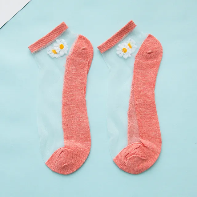Women's Low cut Liners Transparent Spun Glass Thin Socks Red - Shop at LoveMi