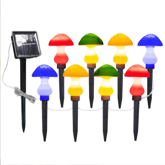 Outdoor Solar-Powered Mushroom String Lights Waterproof Landscape Lighting