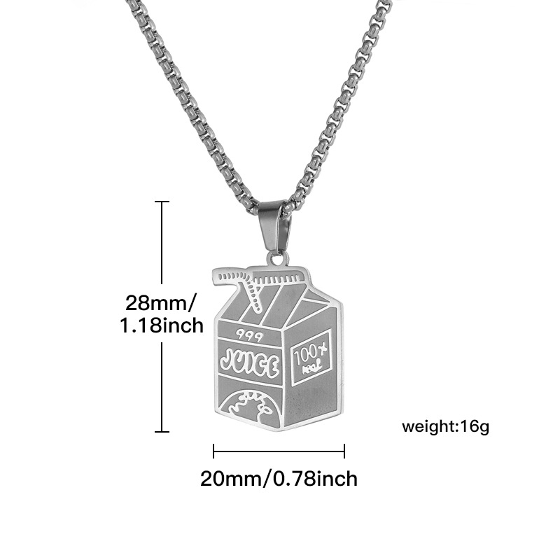 Stainless Steel Milk Bottle Pendant Titanium Steel Ornament Necklace