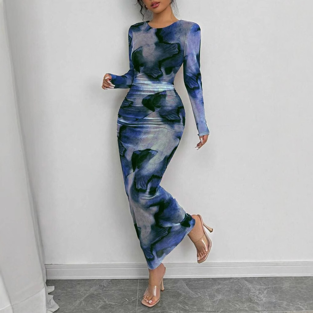 Elegant Graceful Double Layer Round Collar Gauze Dress Long Q4122 S - Shop at LoveMi