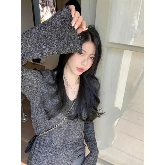 Lightweight Solid Color Knitted Top Sun Protection Dark Gray - Shop at LoveMi