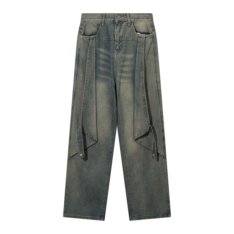 Fashion Personalized Washed Wide-leg Jeans Men