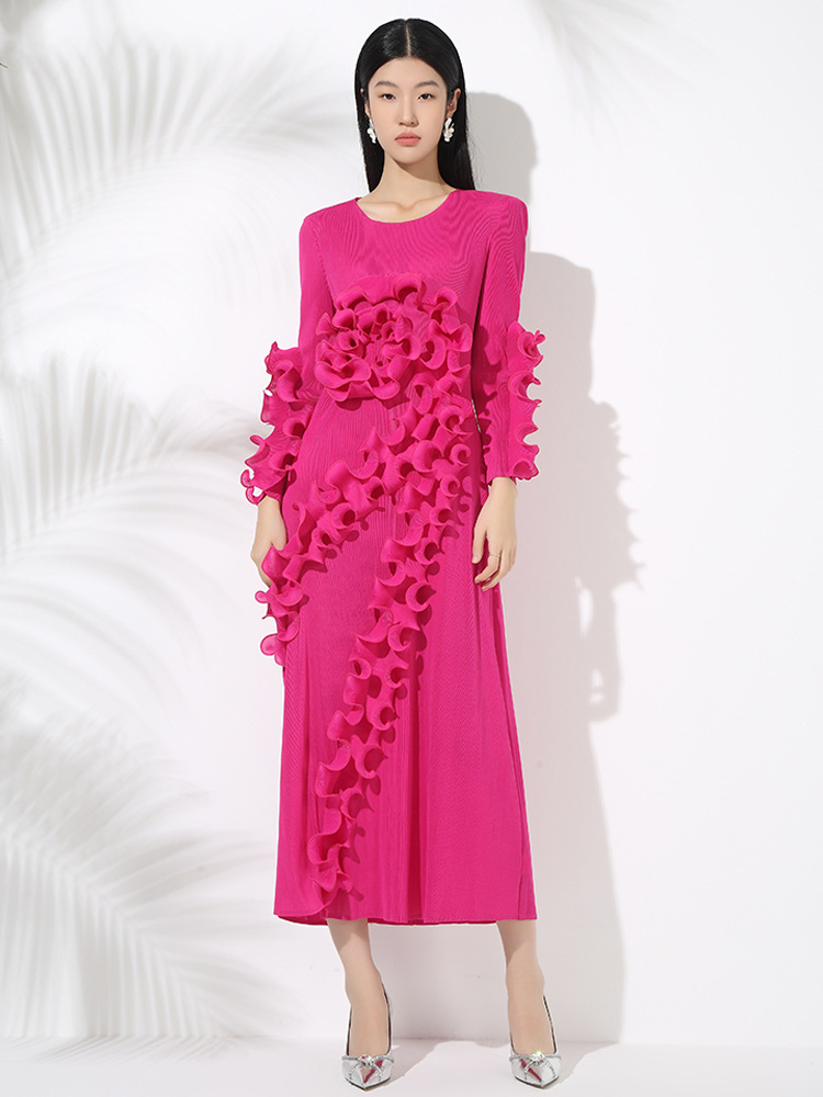 Solid Color Pullover Long Sleeve Wooden Ear Skirt