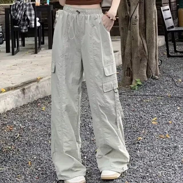 Overalls Women's High Waist Drawstring Ankle Banded Pants Slimming Apricot - Shop at LoveMi