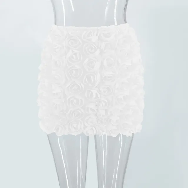Women's Fashion Three dimensional Flower Short Skirt White - Shop at LoveMi