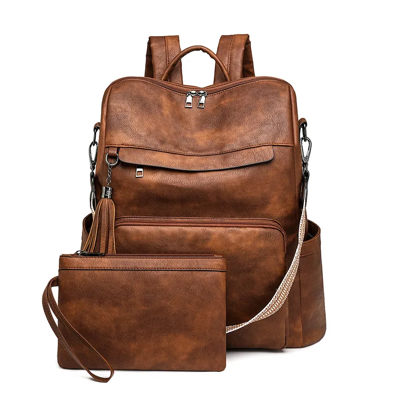 Women's Computer Backpack Briefcase Fashion - Brown