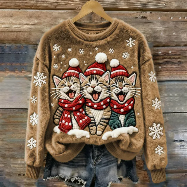 3D Digital Print Pattern Christmas Women's Round Neck Sweatshirt Fh3Iuw75B08E28 - Shop at LoveMi
