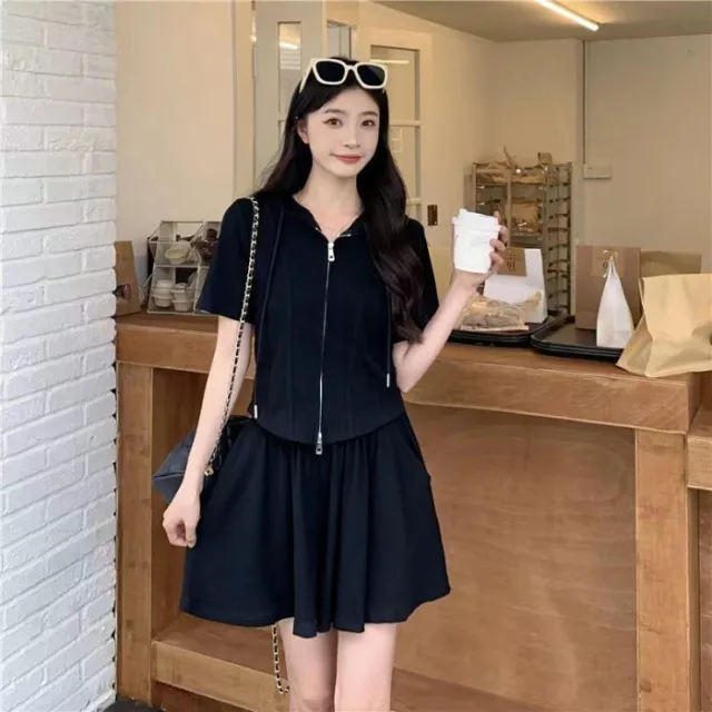 Casual Sportswear Set For Plus size Women Summer Black - Shop at LoveMi