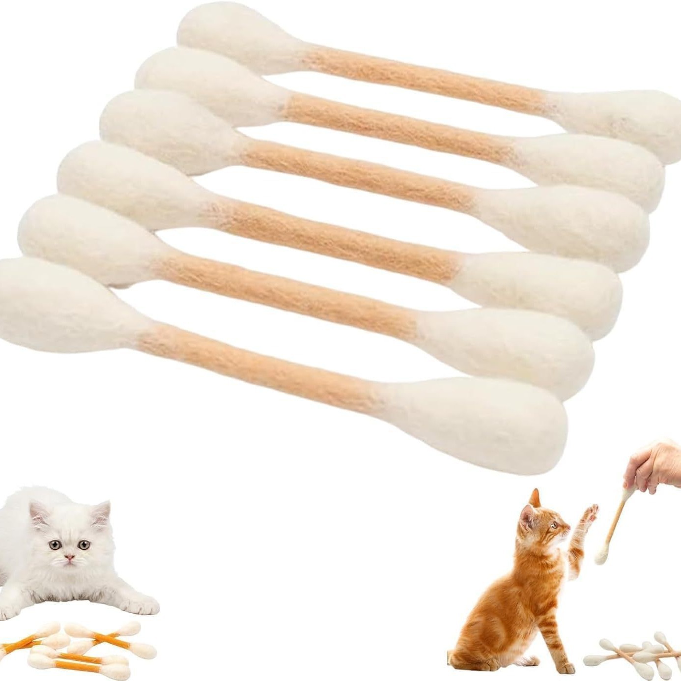 Juguete para gatos: varita con bastoncillos de algodón grandes para entretener al gato