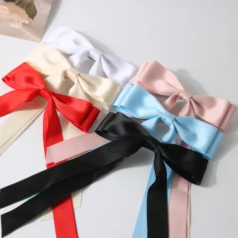 Bow Spring Clip Hairpin Sweet Double Large Ribbon Long