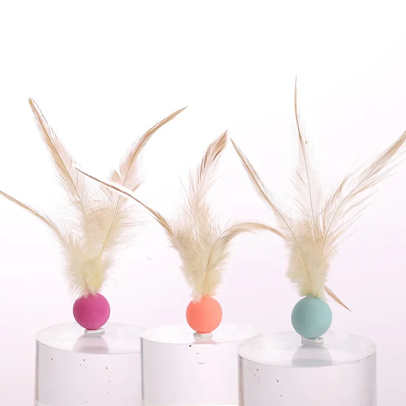 Elastic Chicken Fur Ball Cat Self-Hi Toy - Pink Orange Blue