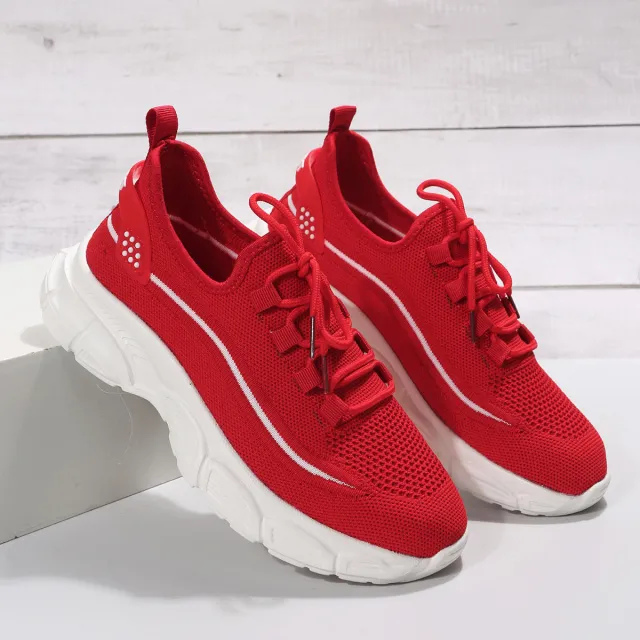 Women's Fashion Casual Exercise Flyknit Shoes Red - Shop at LoveMi