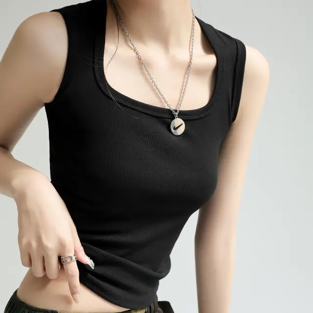 Suit Inner Wear Base Sleeveless Spaghetti Straps Midriff baring Short Top Black - Shop at LoveMi