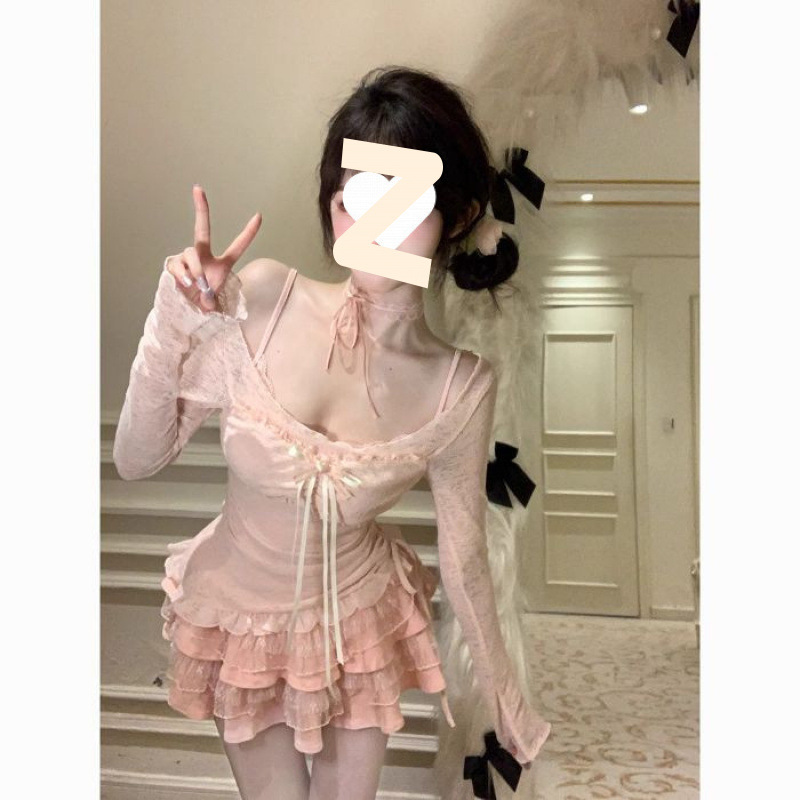 Summer Sweet Hot Girl Pure Desire Smock Top Strap Dress Two piece Suit Blouse M - Shop at LoveMi