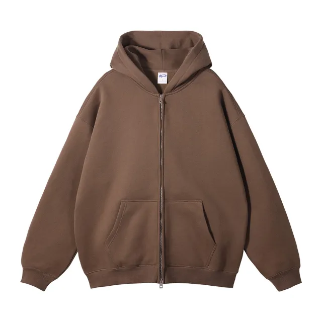 Fleece lined Thickened American Zipper Men's Sweater And Pants Sweater Brown - Shop at LoveMi