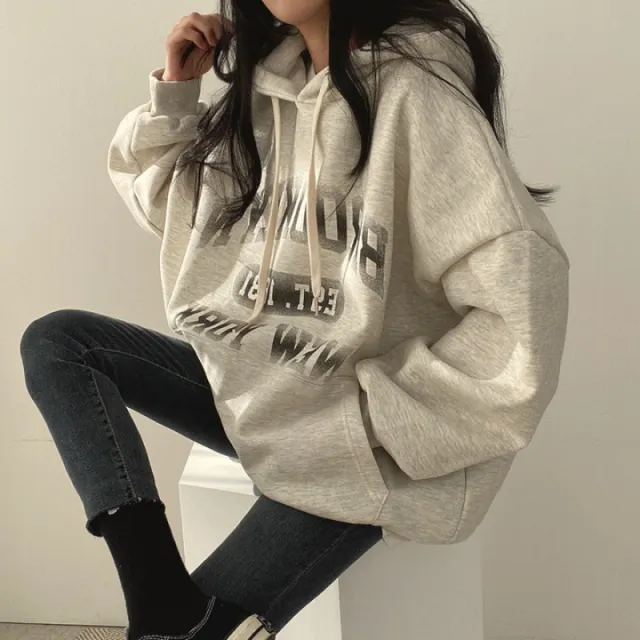 Women's Autumn And Winter Thickening Fleece Padded Coat Letter Hooded Sweater 85 Thin Xl - Shop at LoveMi