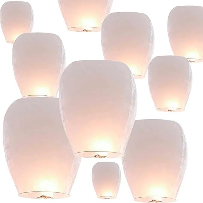 White Kongming Lantern Flame Retardant Wish No Picture Multicolor, Large Sky Lantern