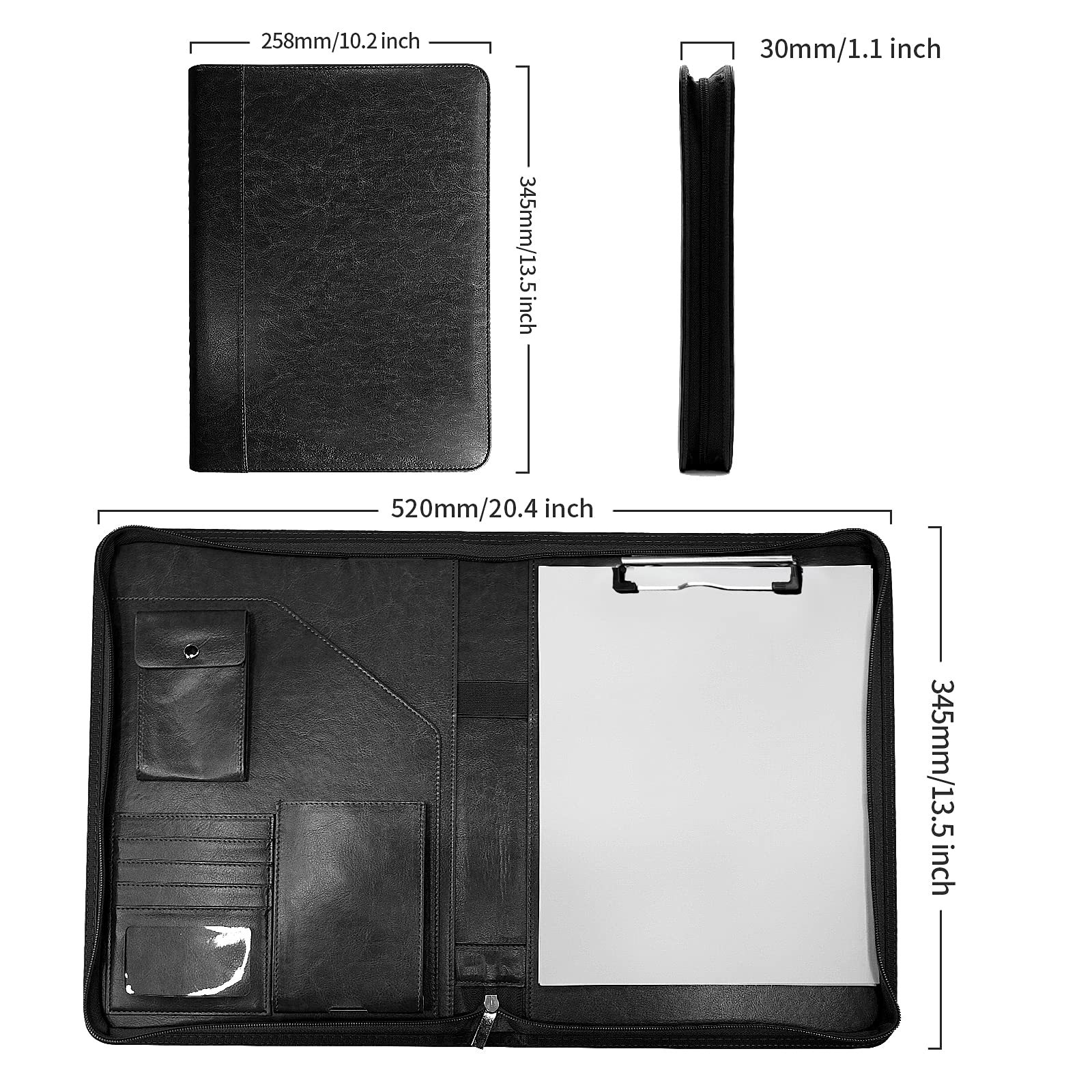 Zipper Buggy Bag Leather Planning Loose-leaf Envelope Storage Bag — foto 6
