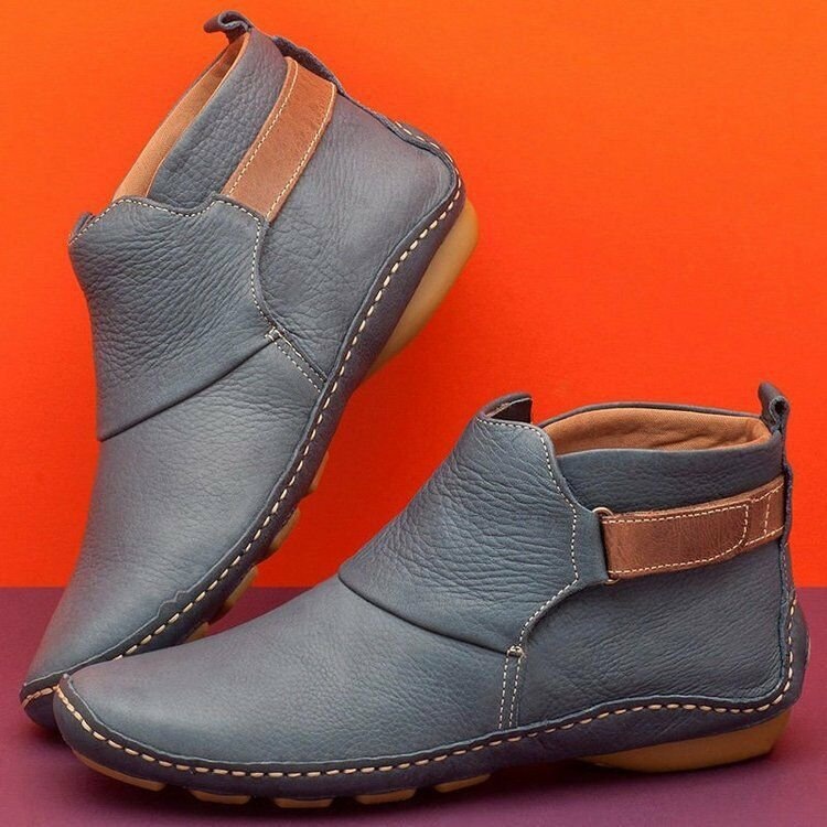 Casual Velcro Flat Soft Leather Ankle Boots