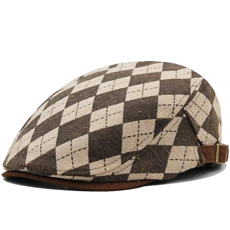 Retro Plaid Short Brim Advance Hats British