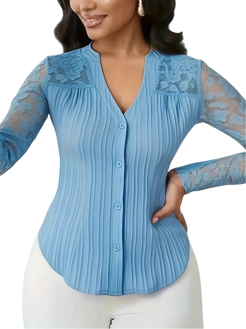 Hollow-out Long-sleeve V-neck Cardigan - Image 9