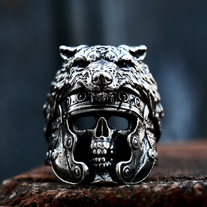 Stainless Steel Mens Skull Punk Ring