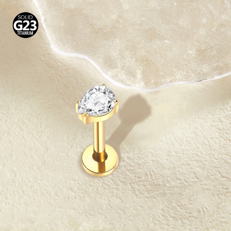 European And American G23 Titanium Alloy Stud Earrings Zircon