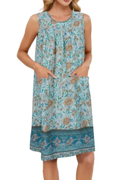 Vest Floral Pocket Dress Light Green Flower - Light Green Flowers - View 1
