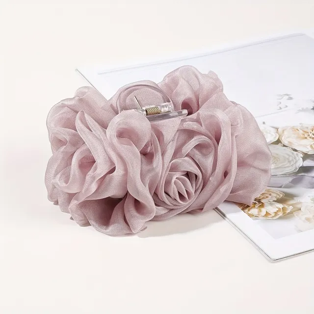 Chiffon Bow Barrettes Back Head Updo Hair Claw Purple - Shop at LoveMi