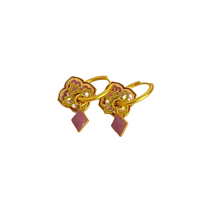 Women's New Chinese Style Purple Enamel Earrings