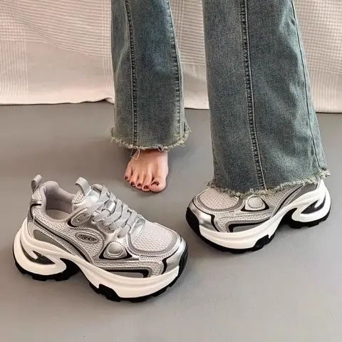 Mesh Breathable Clunky Sneakers Women's Platform Height Increasing Leisure