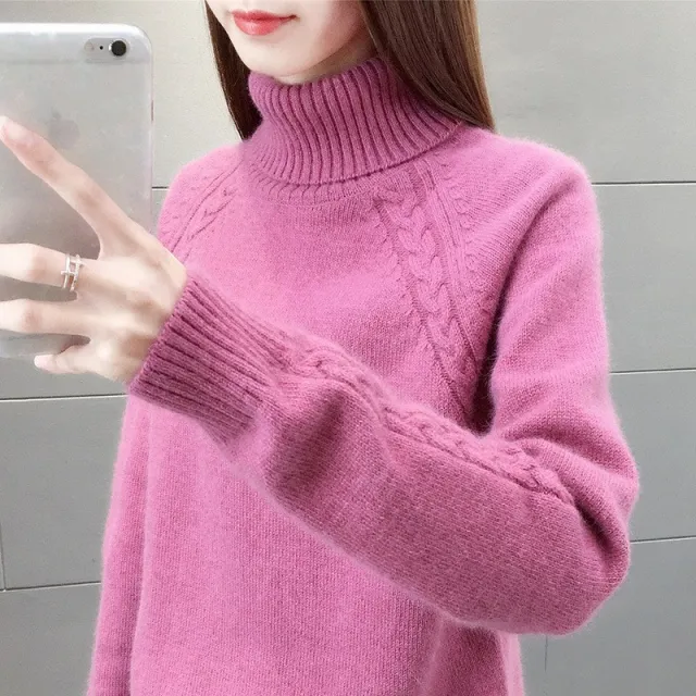 Women's Turtleneck Pullover Japanese Style Rose - Shop at LoveMi