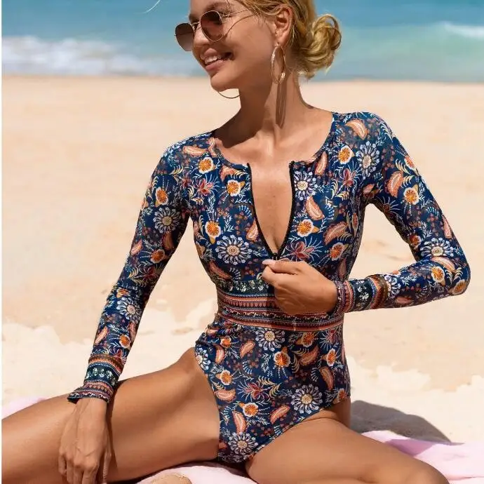 Printed Figure-flattering One-piece Swimsuit For Women Perfect For Surfing And Vacation