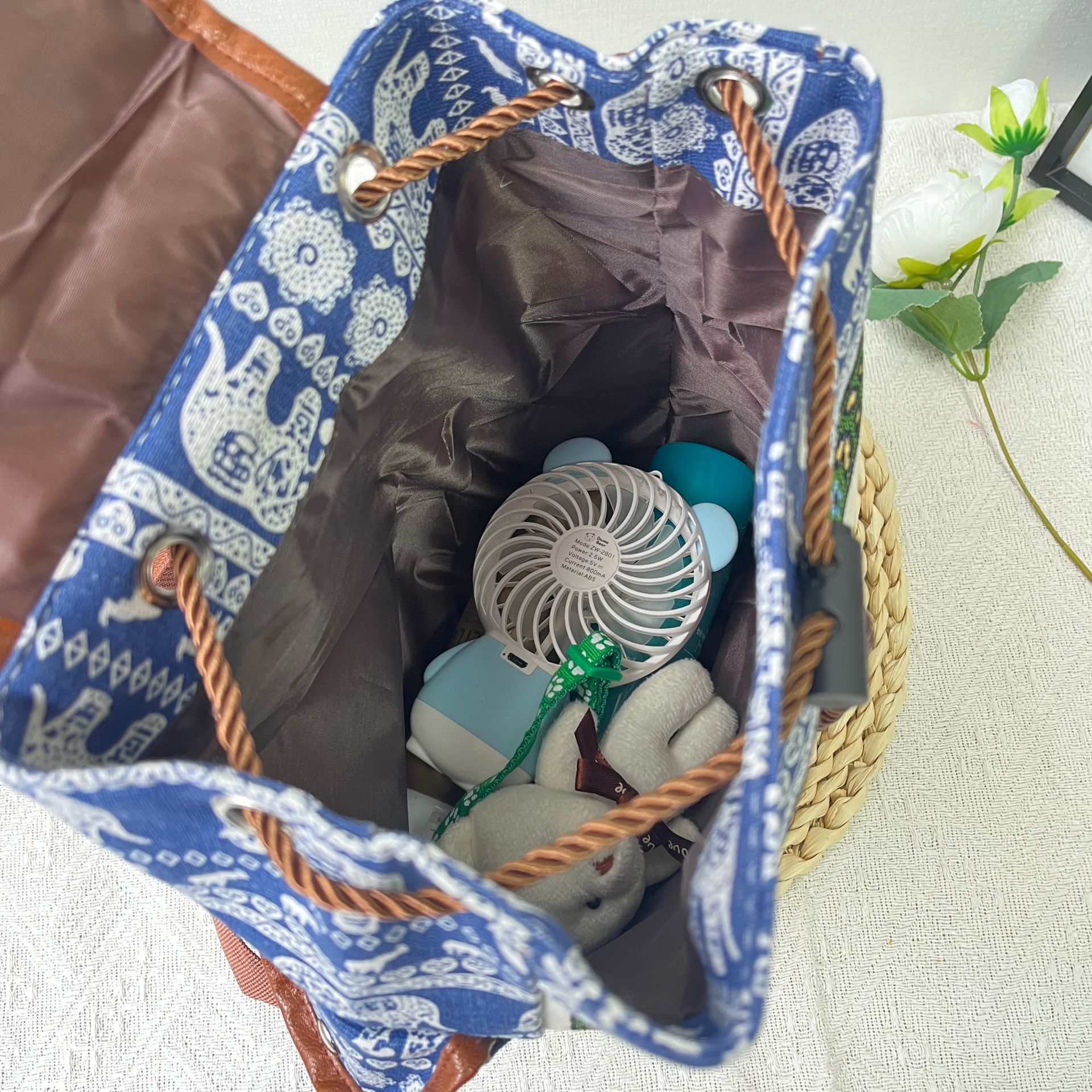 Bohemian Embroidered Backpack with Elephant Design