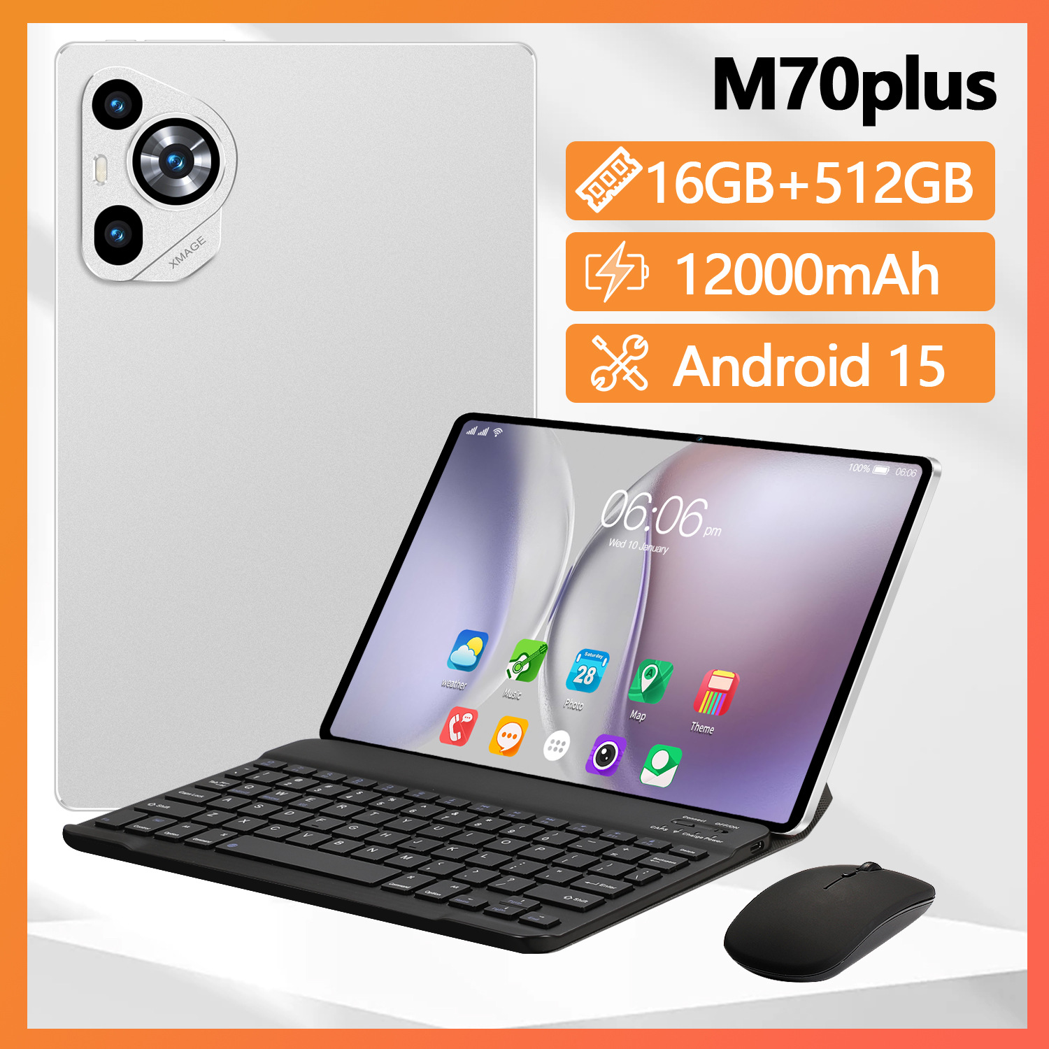 Tablette m70 de 10 pouces, android 15, double SIM, 16 go, 512 go – Image 4