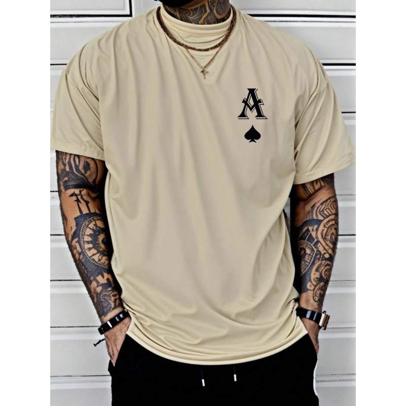 Men's Casual Letter Print Round Neck T-Shirt, Su thumbnail 7