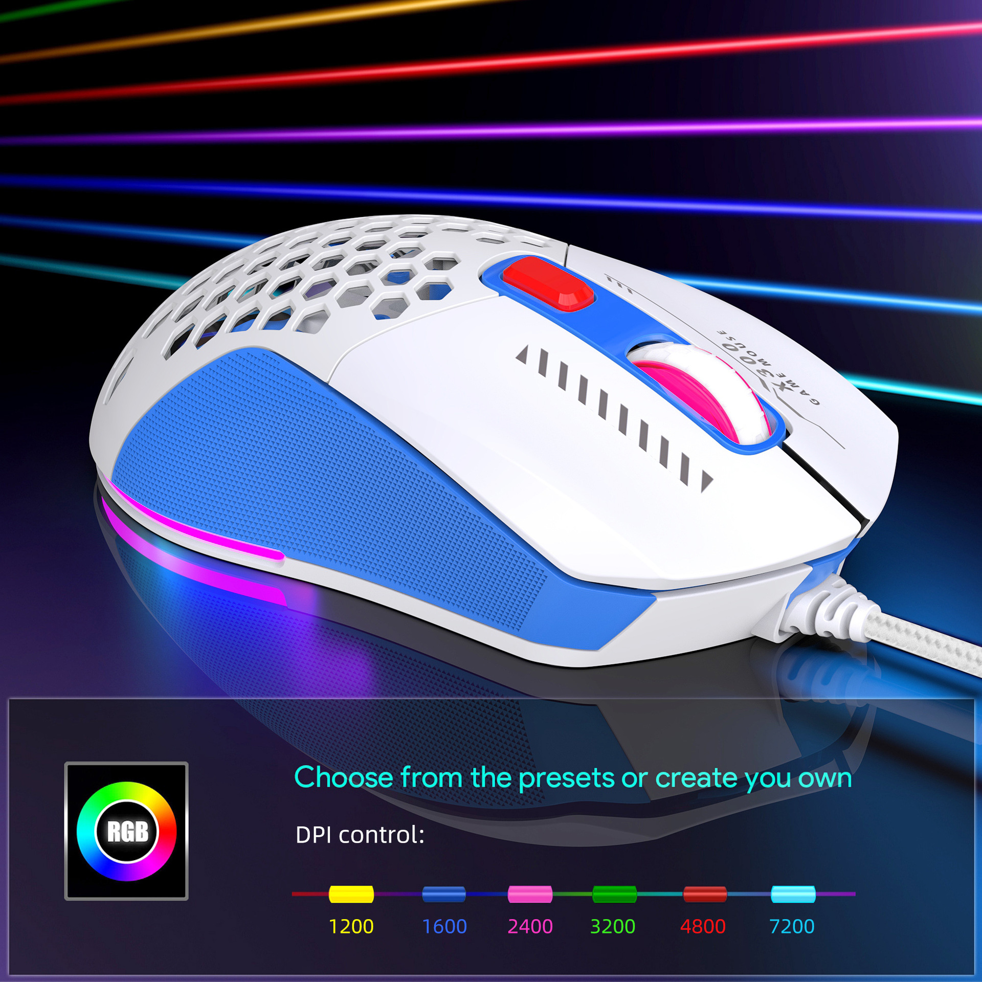 Hollow Out Wired E-sports mus RGB Luminous Lightweight - Miniatyr 32