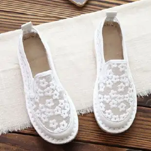 Fairy-style Lace Breathable Floral Fisherman Shoes For Women