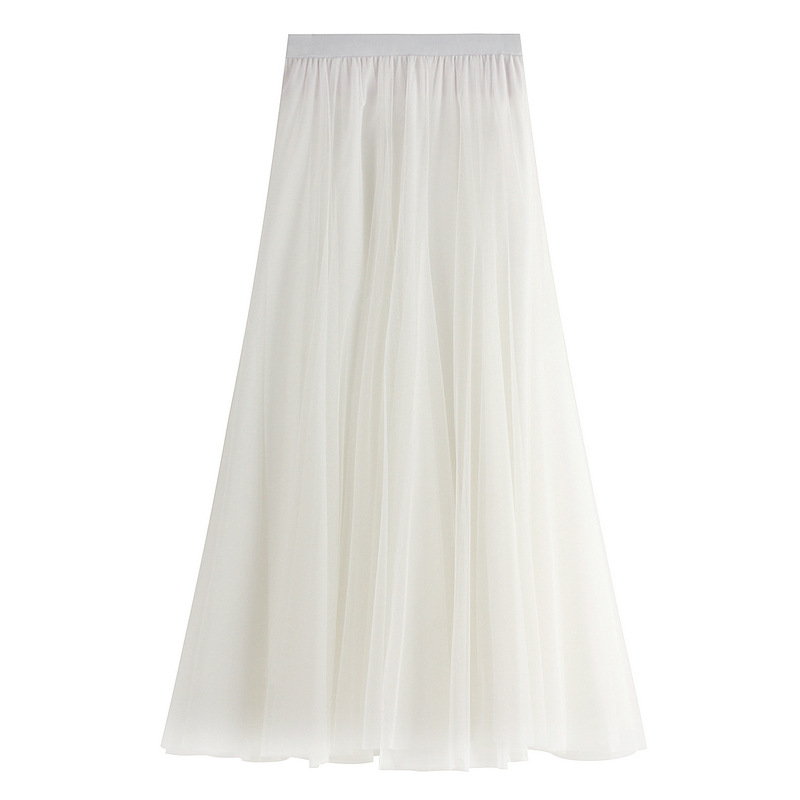 Spring Swing Puffy Ankle-length Skirt High Waist Slim Fit Fairy Skirt Tulle Skirt A- Line Skirt