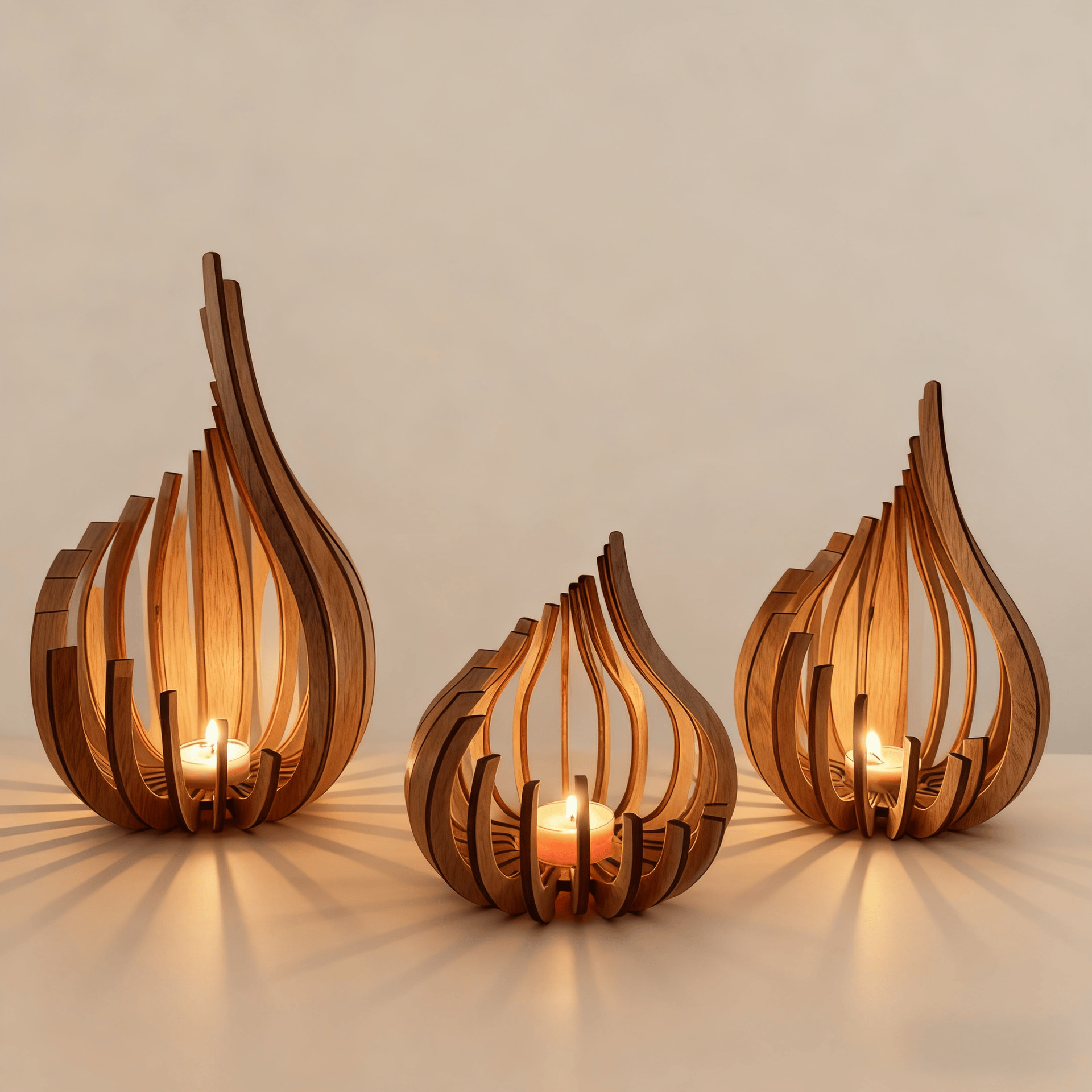 New Arrival Wooden Candle Holder Table Decor Gift Lotus-Shaped Display Shelf