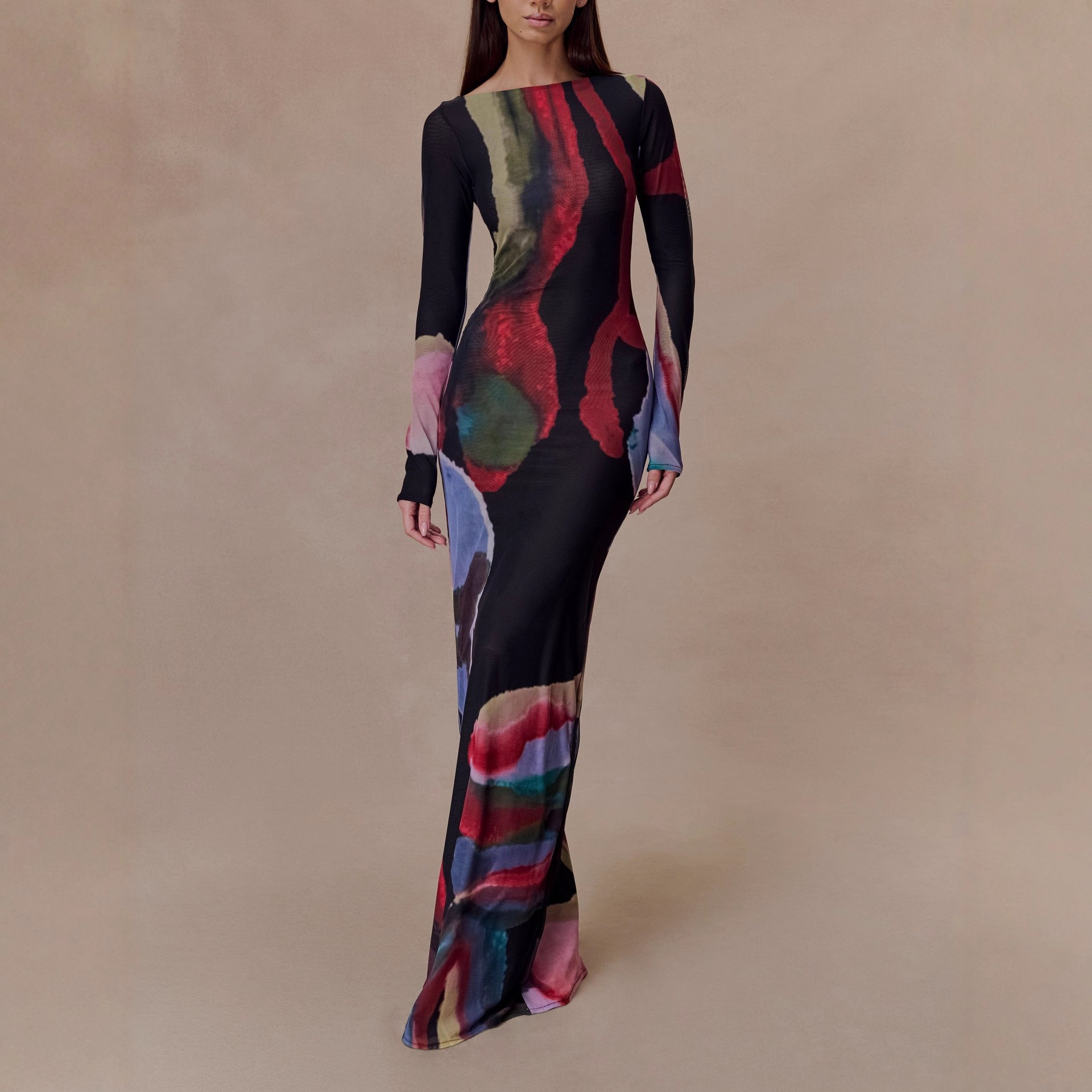 Off-shoulder Strap Printed Dress For Women